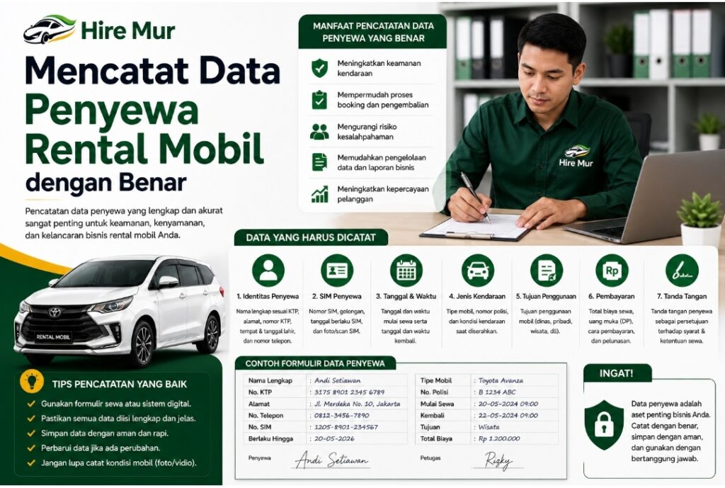 Mencatat data penyewa
